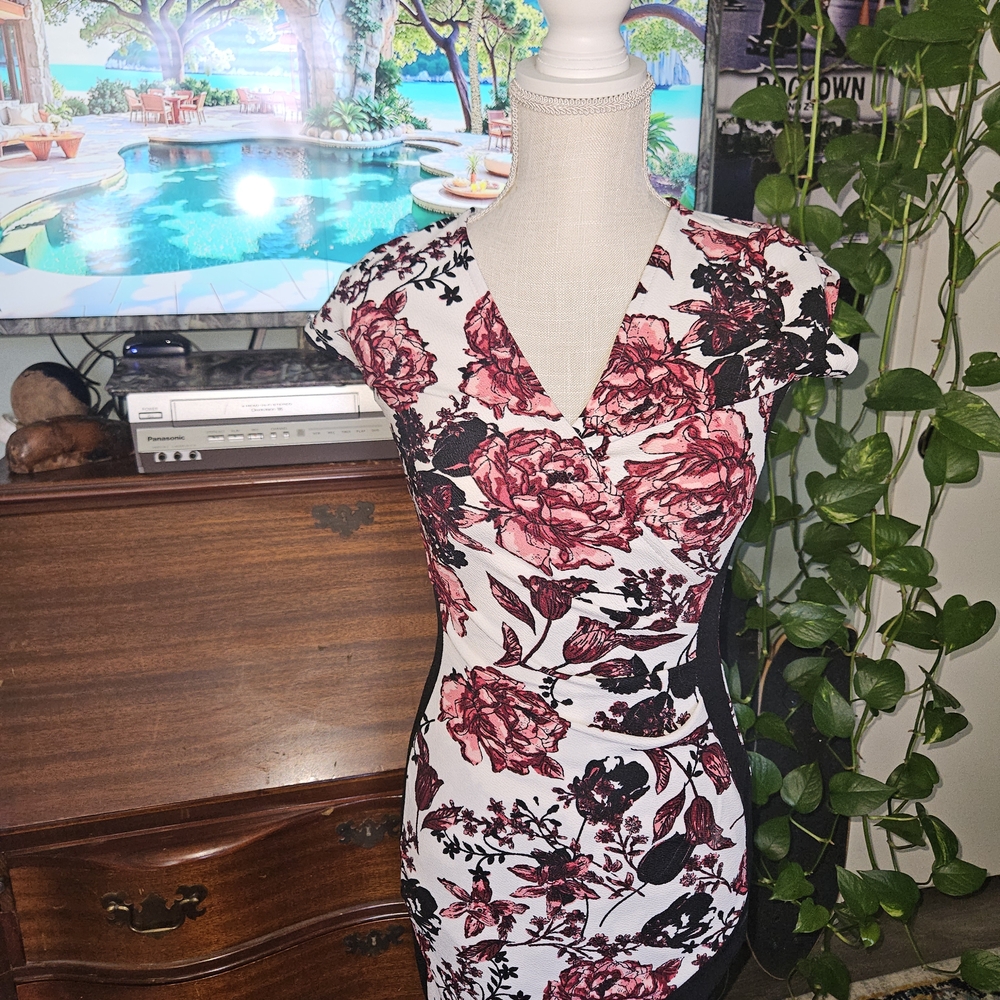 Almost Famous Black and Pink Floral Dress